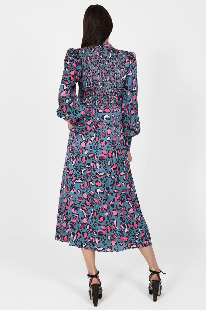 Paris Midi Dress in Leopard Print