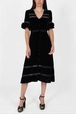 Load image into Gallery viewer, London Midi Dress in Navy Velvet