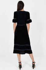 Load image into Gallery viewer, London Midi Dress in Navy Velvet