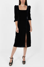 Load image into Gallery viewer, Rome Midi Dress in Navy Velet