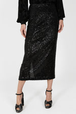 Load image into Gallery viewer, Madrid Sequin Skirt in Black