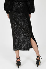 Load image into Gallery viewer, Madrid Sequin Skirt in Black