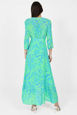 Load image into Gallery viewer, Iris Wrap Dress Green Butterfly