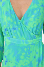 Load image into Gallery viewer, Iris Wrap Dress Green Butterfly