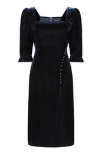 Load image into Gallery viewer, Rome Midi Dress in Navy Velet