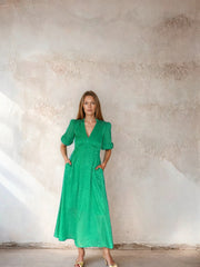 Elena Dress Green Leopard