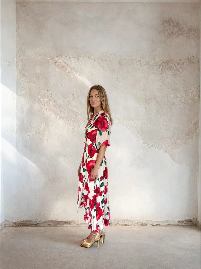 Elena Dress Cream Poppy