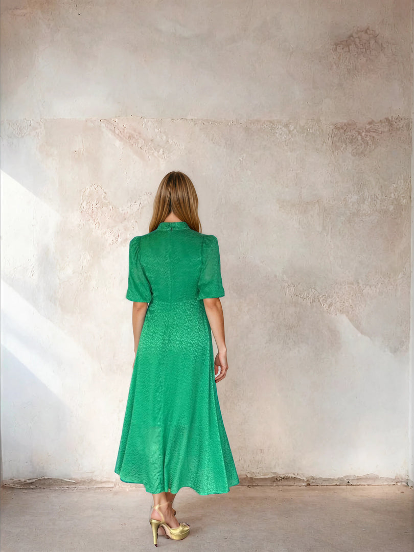Elena Dress Green Leopard