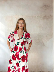 Elena Dress Cream Poppy