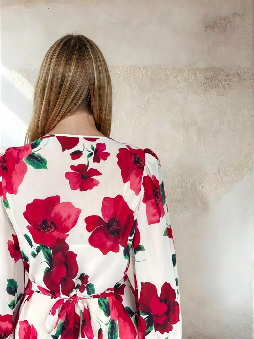 Violet Dress Cream Poppy
