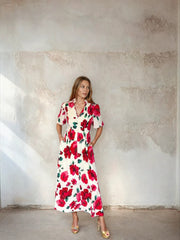 Elena Dress Cream Poppy