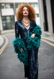 New York Jumpsuit in Navy Sequins