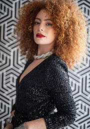 New York Jumpsuit in Black Sequins