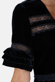 London Midi Dress in Navy Velvet