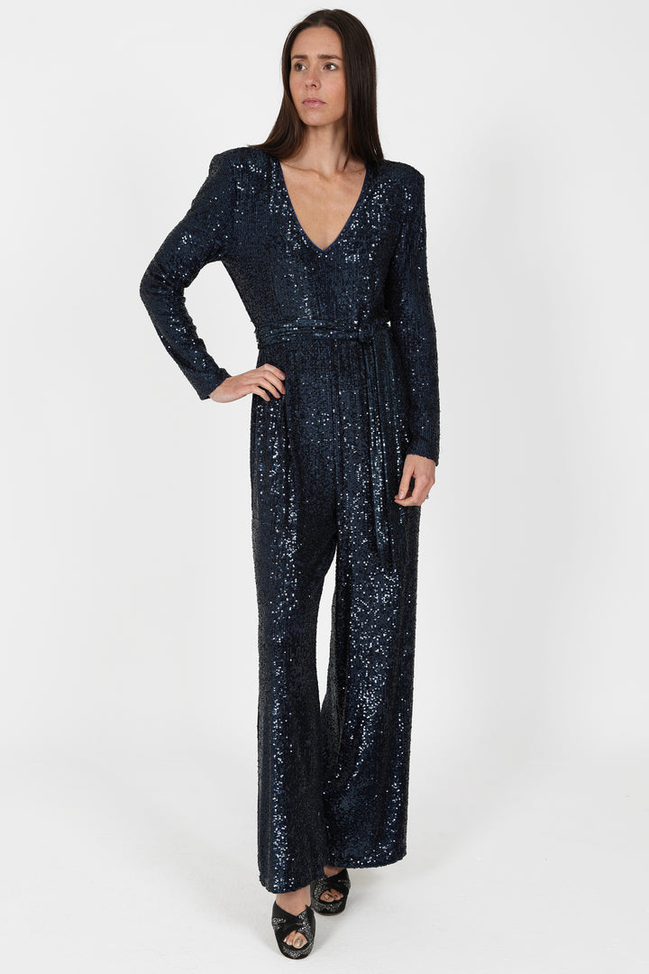 New York Jumpsuit in Navy Sequins