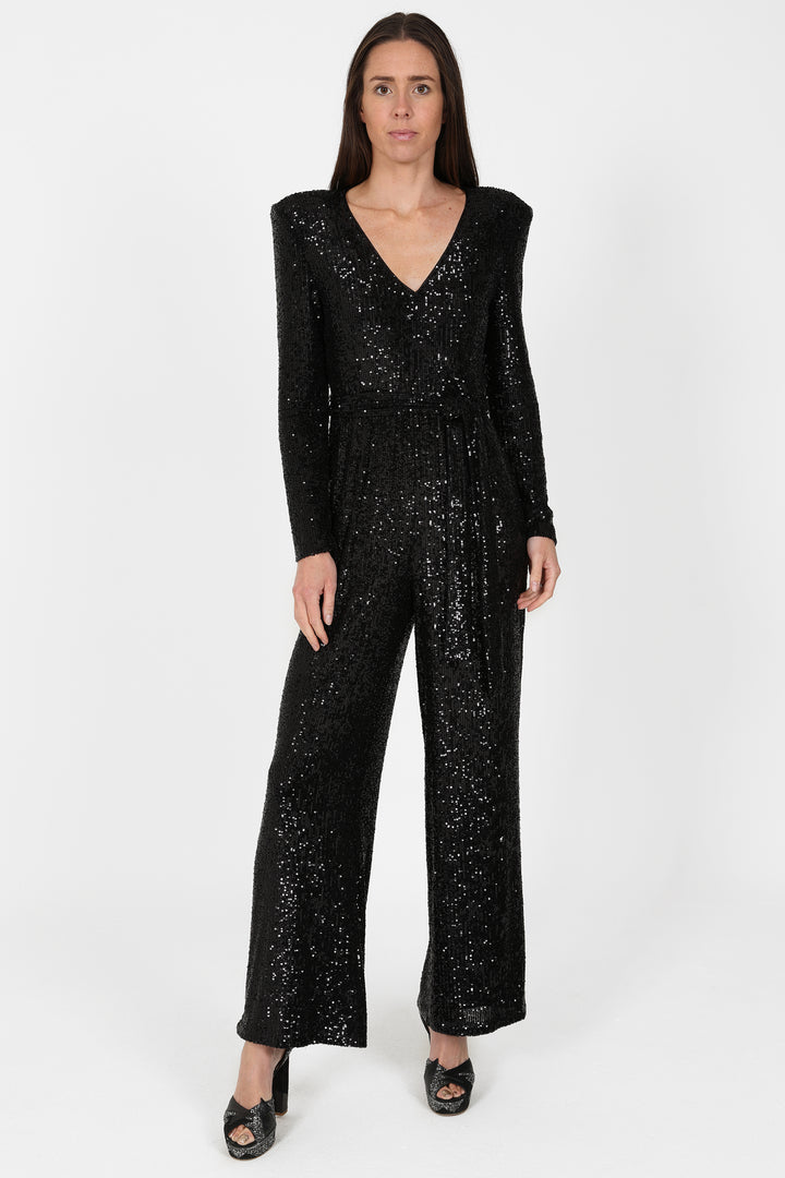 New York Jumpsuit in Black Sequins