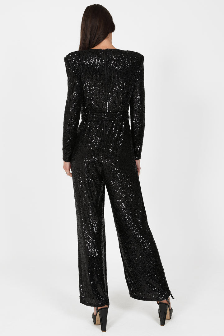 New York Jumpsuit in Black Sequins