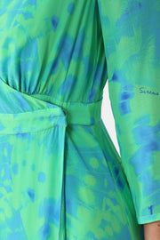 Iris Wrap Dress Green Butterfly