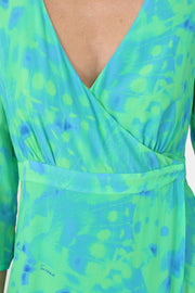 Iris Wrap Dress Green Butterfly