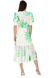 Orchid Midi Dress Green Flower