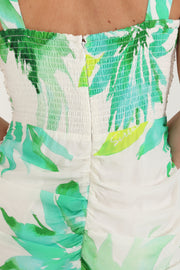 Poppy Dress Green Floral Print