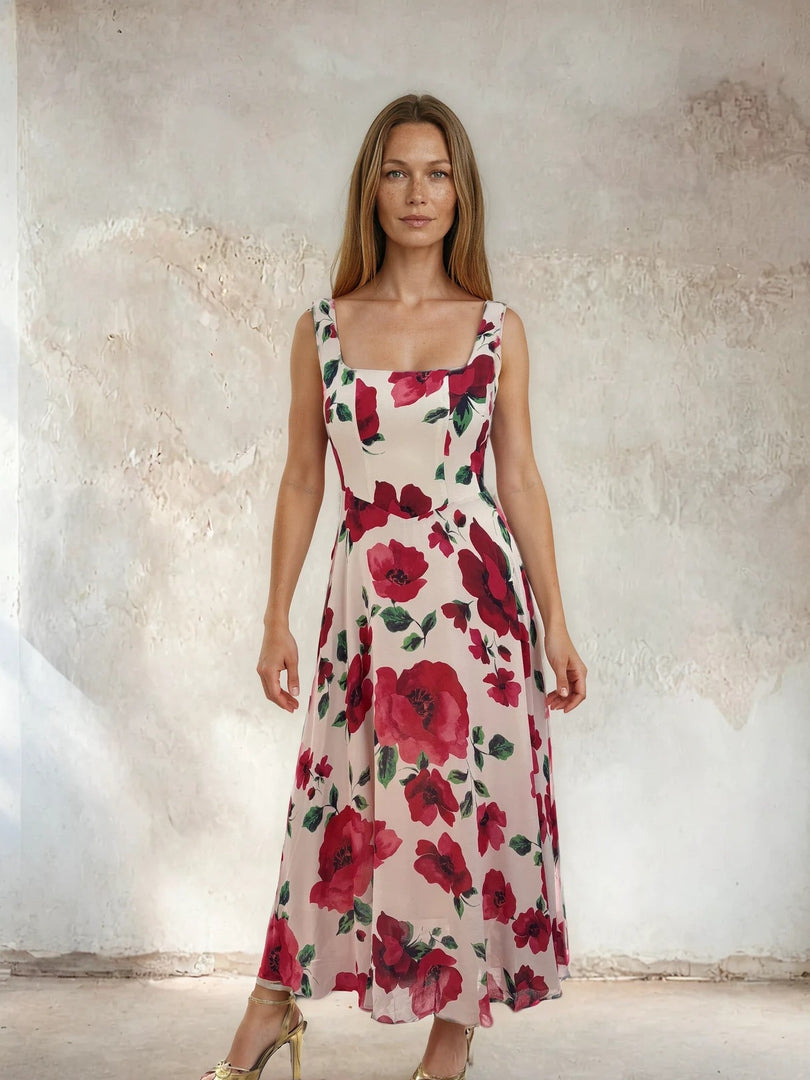 Bella Dress Cream Poppy