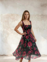 Load image into Gallery viewer, Bella Dress Black Poppy