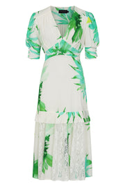 Orchid Midi Dress Green Flower