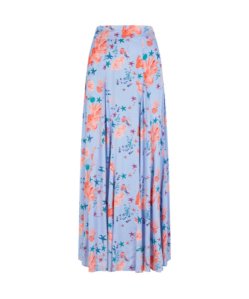 Load image into Gallery viewer, Franklin Maxi Skirt Blue Fish Print
